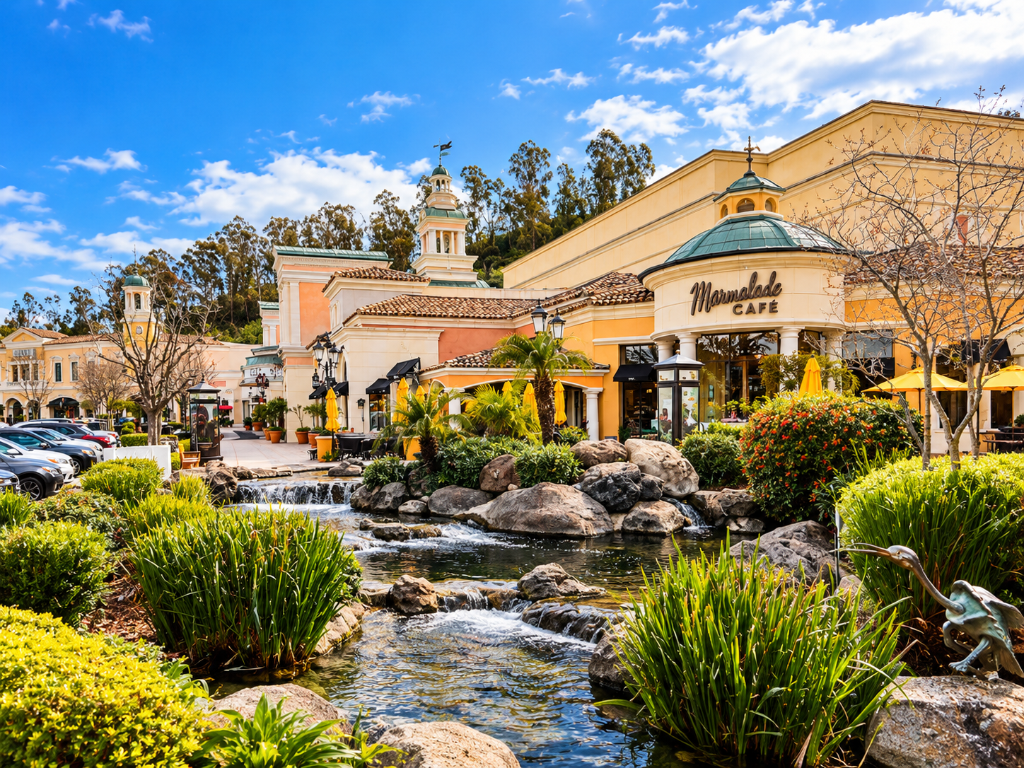 Calabasas-inspired shopping and landscaped outdoor setting
